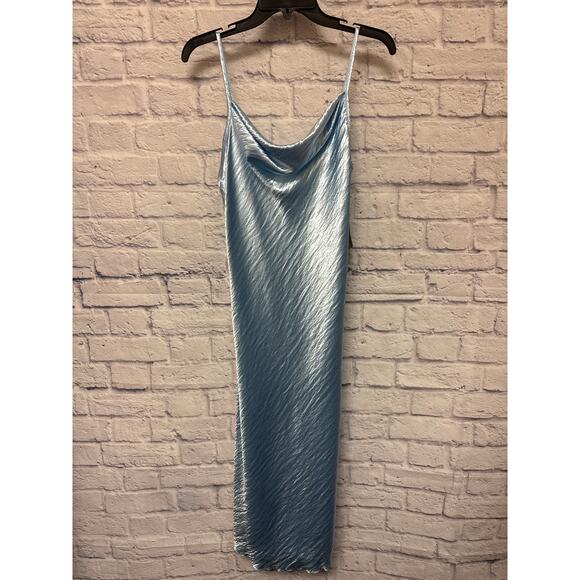bebe Dresses & Skirts - Bebe Ice Blue Midi Slip Dress Cowl Neck New w/ Tags SZ Small Cocktail Wedding